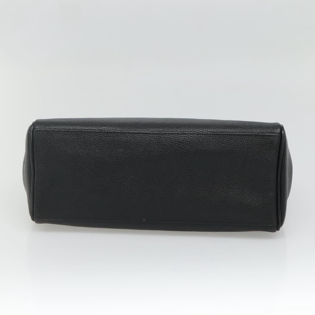 BURBERRY Hand Bag Leather Black Gold Auth ep9938