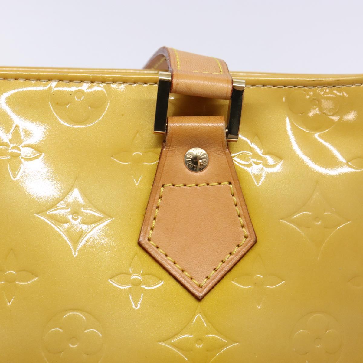 LOUIS VUITTON Monogram Vernis Houston Hand Bag Beige M91004 LV Auth ep9941
