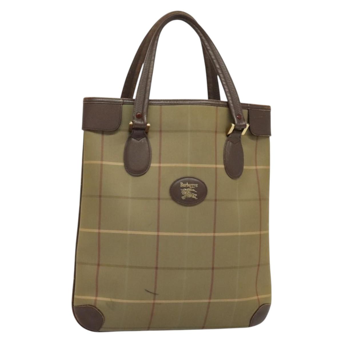 Burberrys Nova Check Tote Bag Canvas Beige Gold Auth ep9944