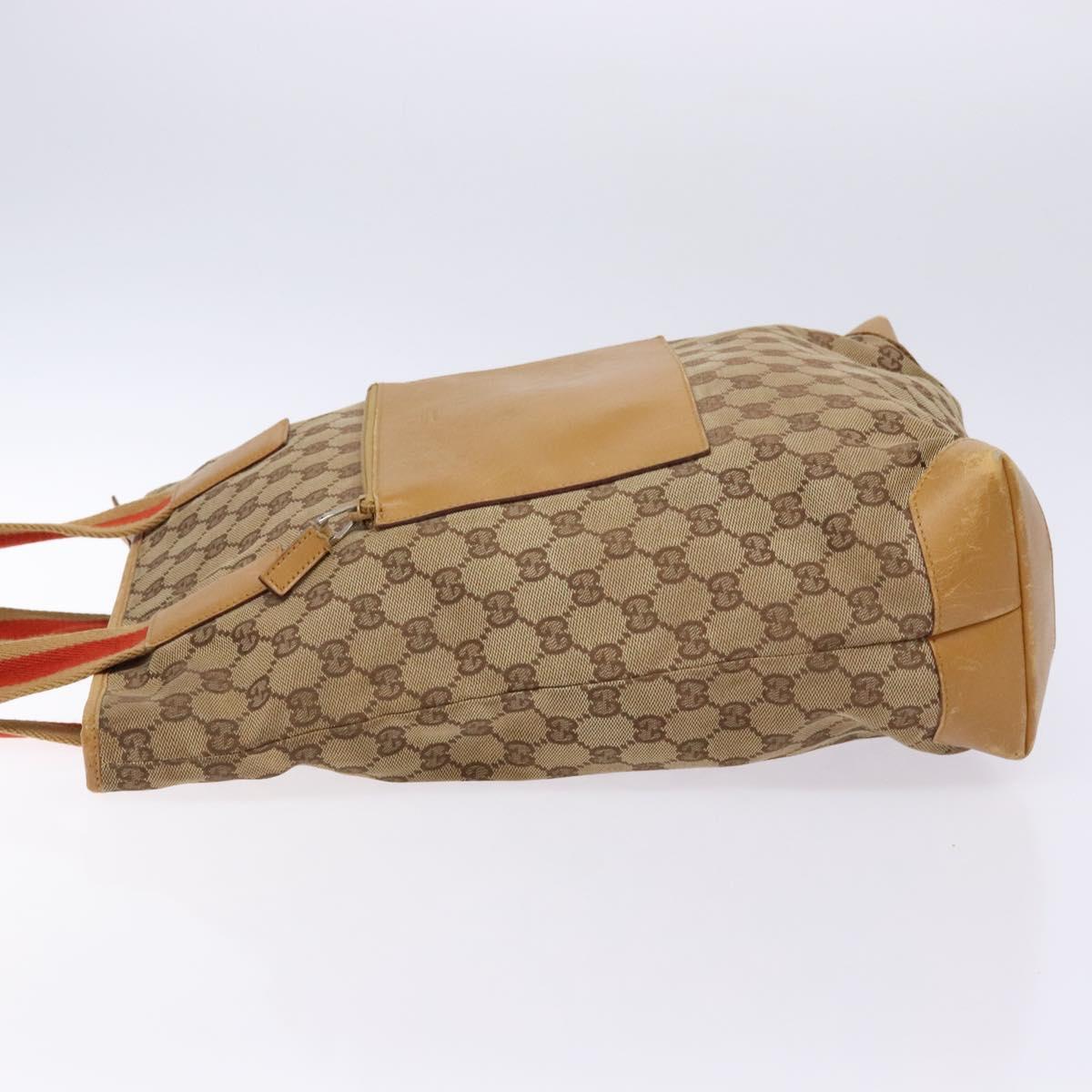 GUCCI GG Canvas Tote Bag Beige Silver 019 0401 Auth ep9945