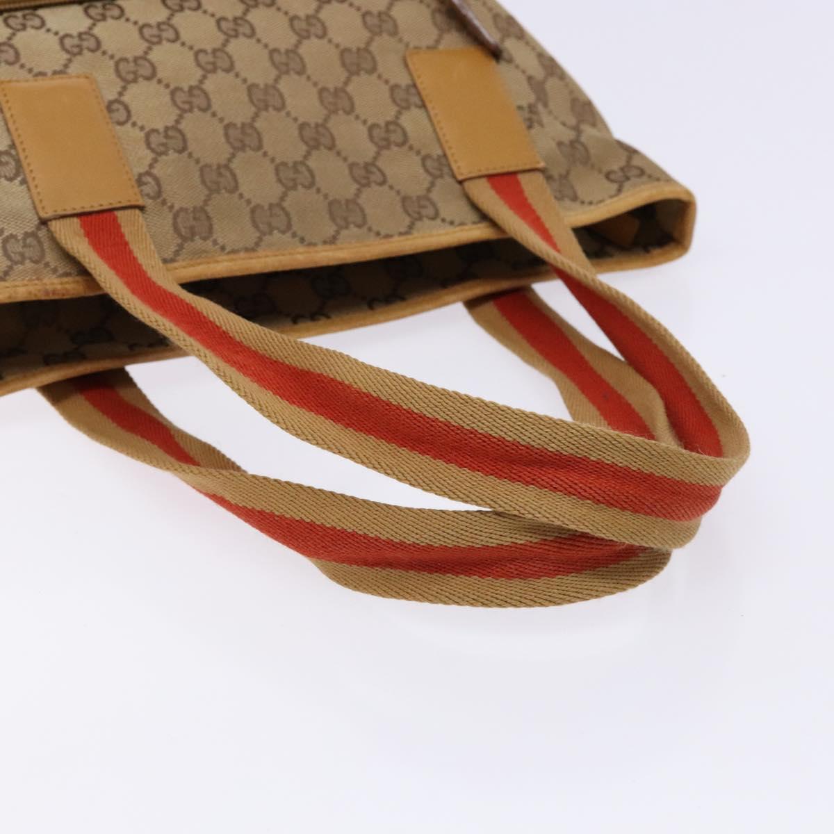 GUCCI GG Canvas Tote Bag Beige Silver 019 0401 Auth ep9945