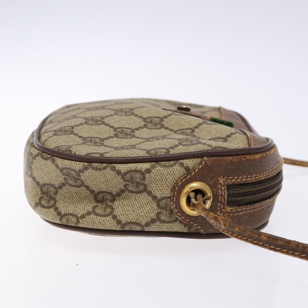 GUCCI GG Supreme Web Sherry Line Bag PVC Beige Gold 007 58 6112 Auth ep9956