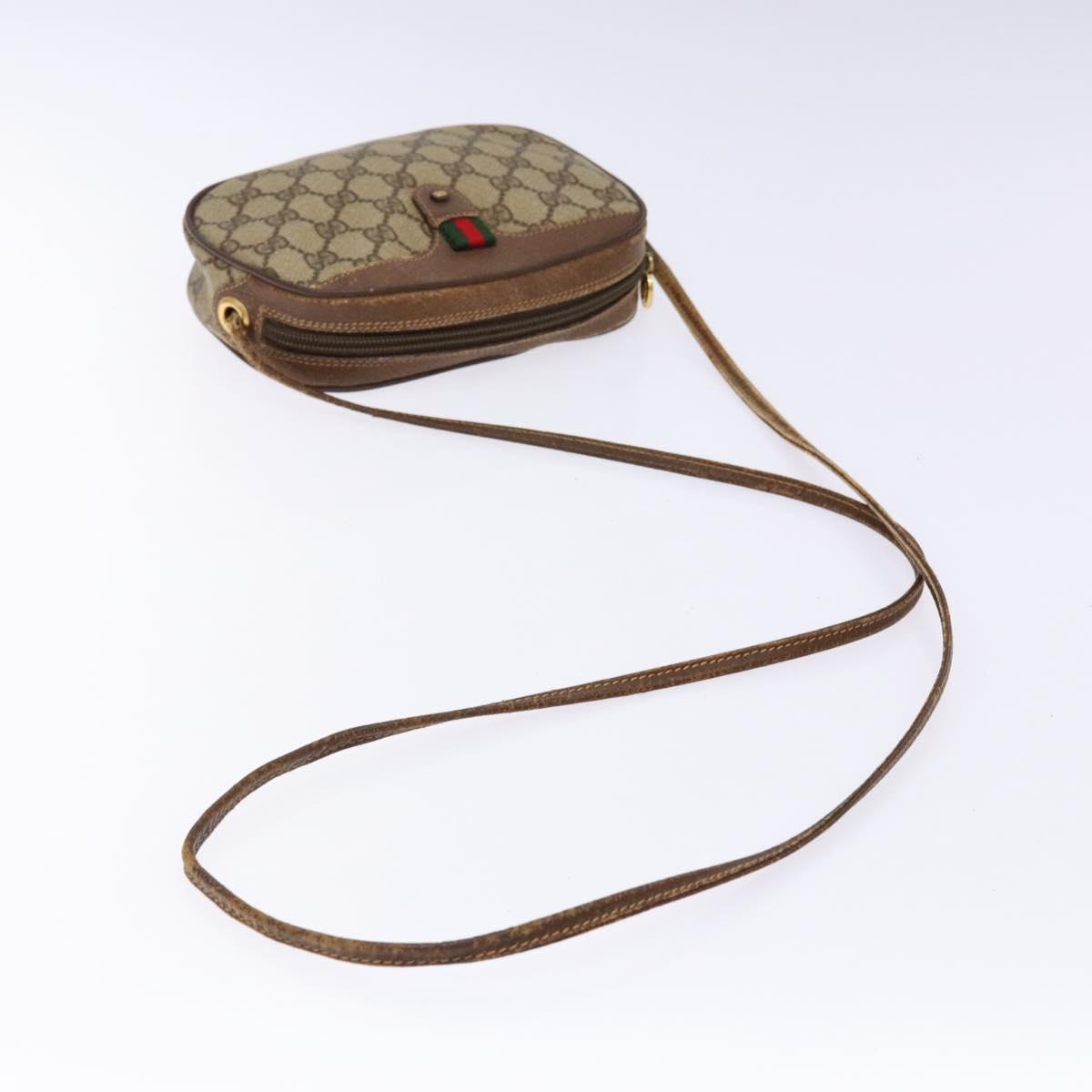 GUCCI GG Supreme Web Sherry Line Bag PVC Beige Gold 007 58 6112 Auth ep9956