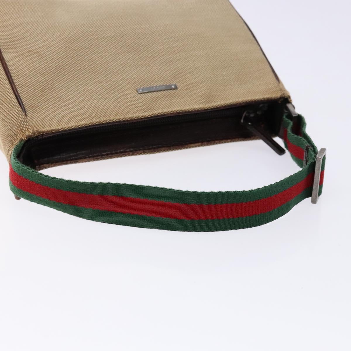 GUCCI Web Sherry Line Accessory Pouch Canvas Beige Silver Auth ep9957