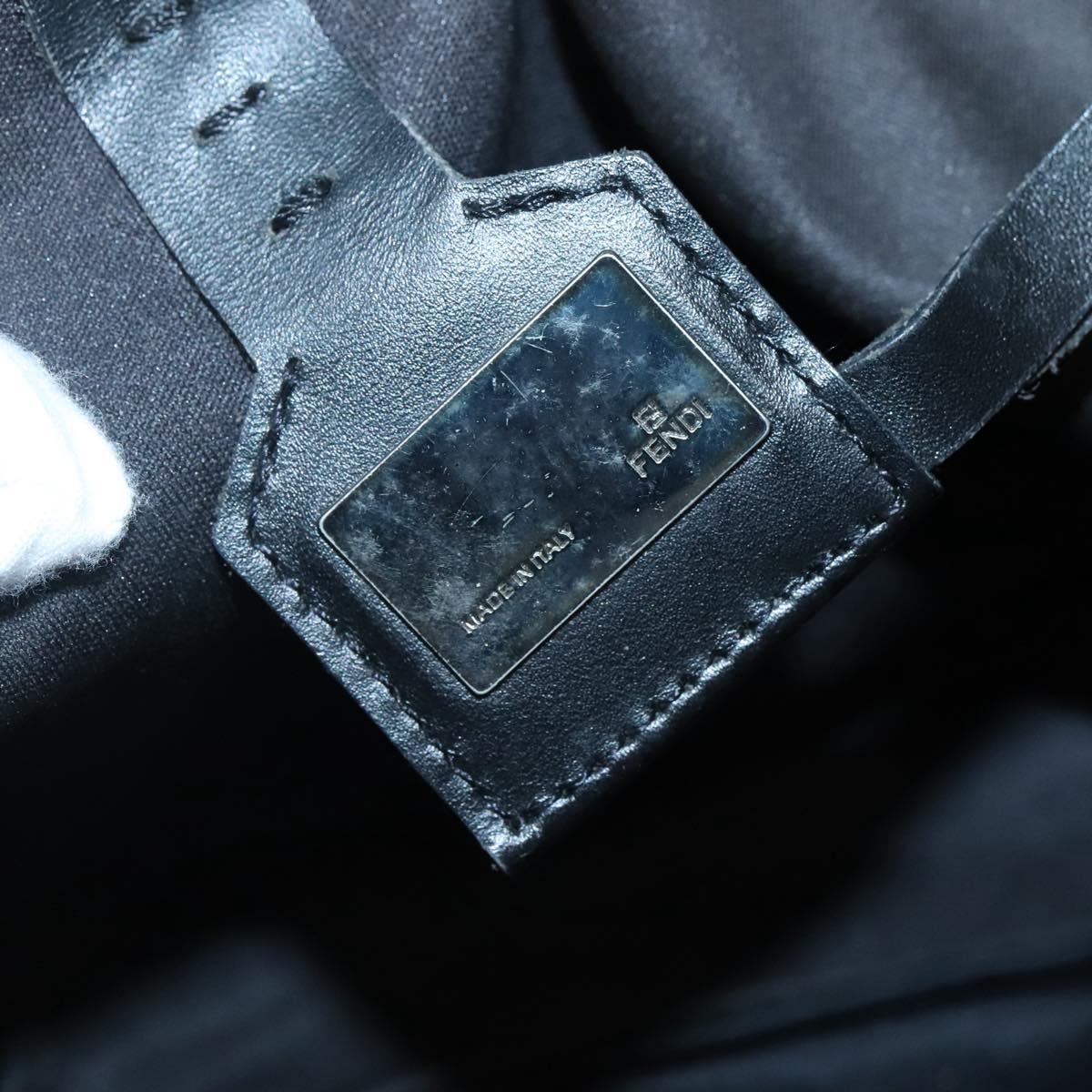 FENDI Zucchino Canvas Hand Bag Black Silver Auth ep9961