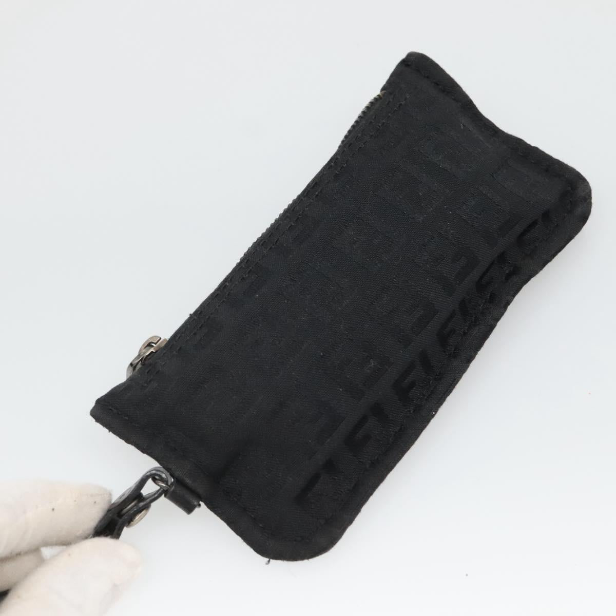 FENDI Zucchino Canvas Hand Bag Black Silver Auth ep9961