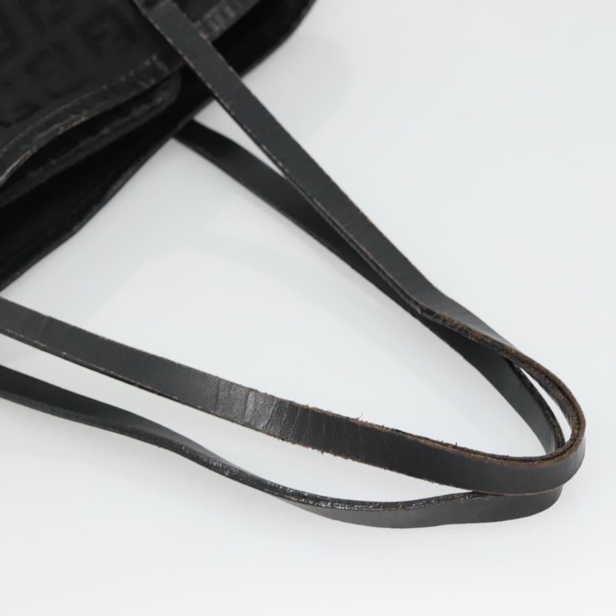 FENDI Zucchino Canvas Hand Bag Black Silver Auth ep9961