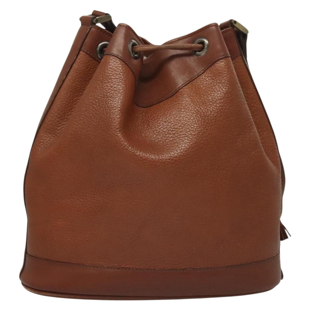 Burberrys Shoulder Bag Leather Brown Gold Auth ep9966