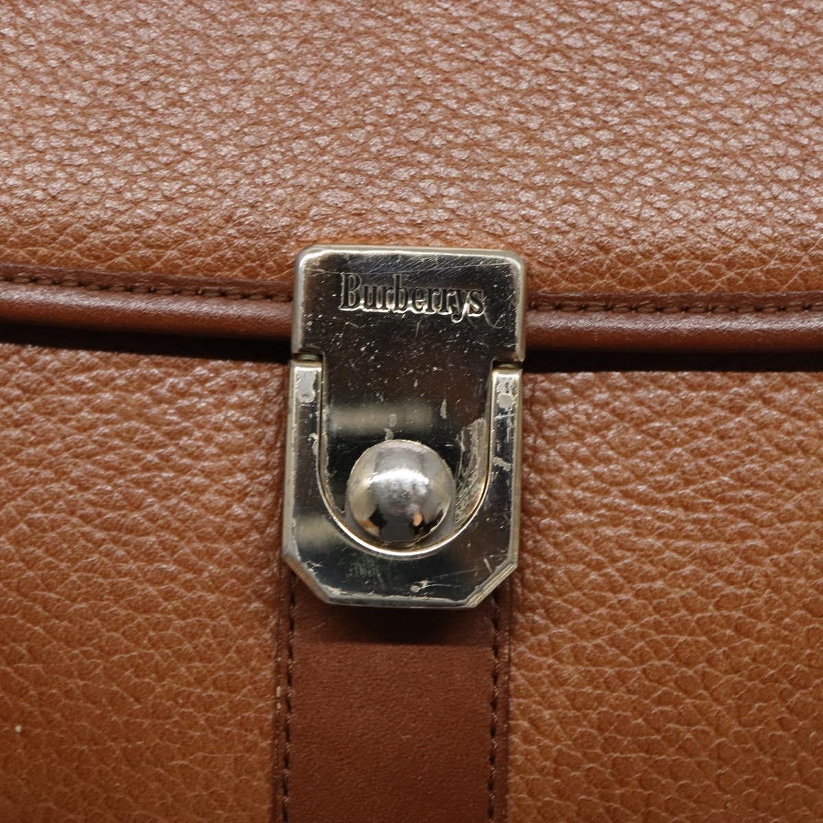 Burberrys Shoulder Bag Leather Brown Gold Auth ep9972