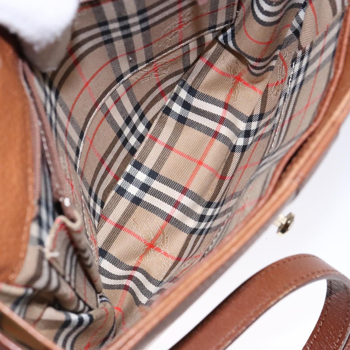 Burberrys Shoulder Bag Leather Brown Gold Auth ep9972