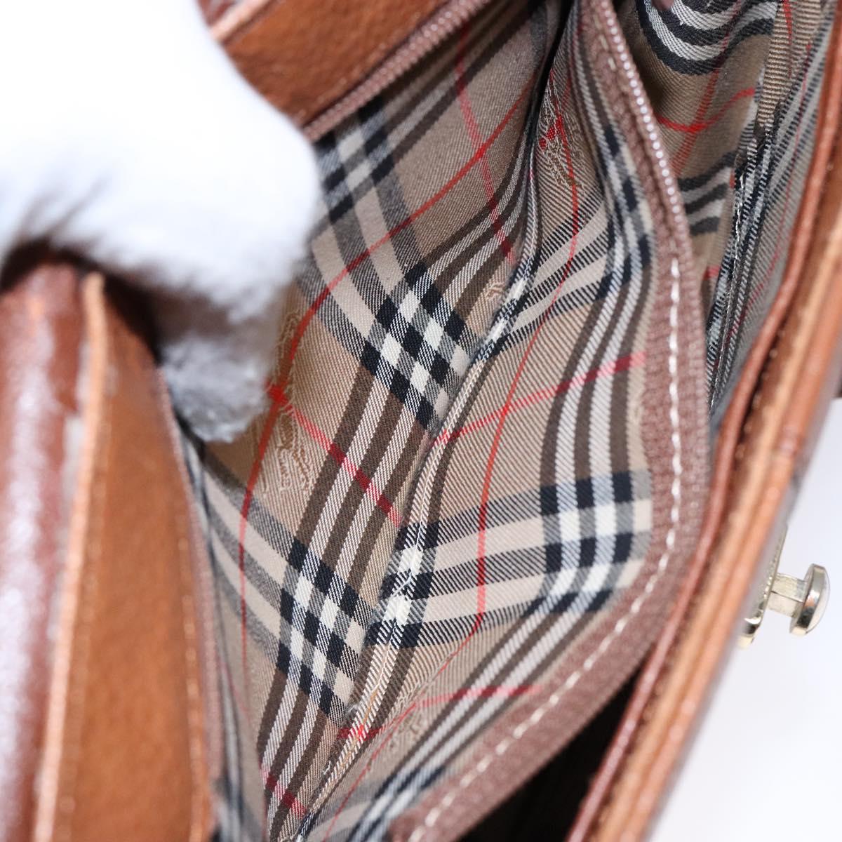 Burberrys Shoulder Bag Leather Brown Gold Auth ep9972