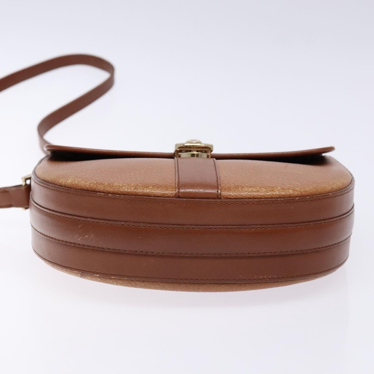 Burberrys Shoulder Bag Leather Brown Gold Auth ep9972