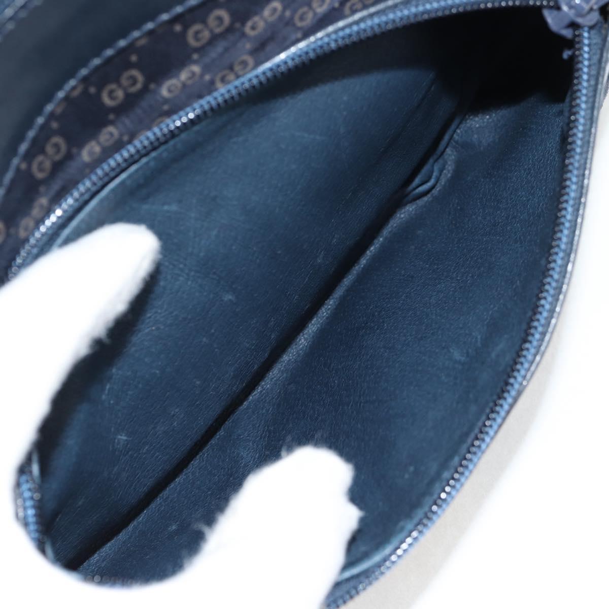 GUCCI Micro GG Canvas Shoulder Bag Suede Navy Gold 001 261 0932 Auth ep9973