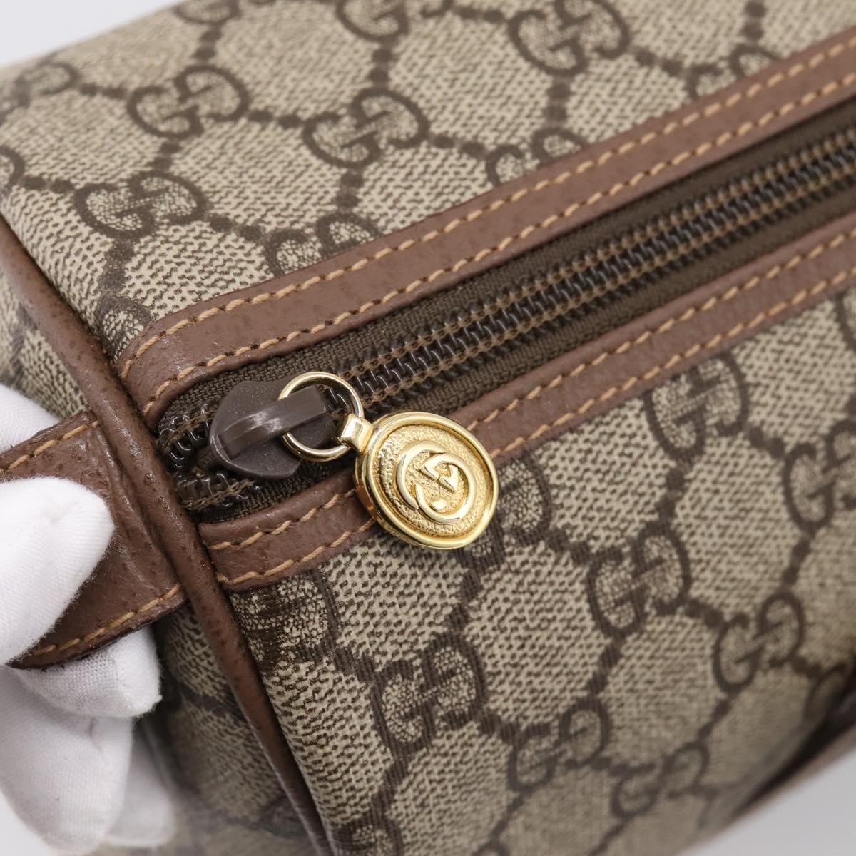 GUCCI GG Supreme Hand Bag PVC Beige Gold 001 39 6842 Auth ep9977