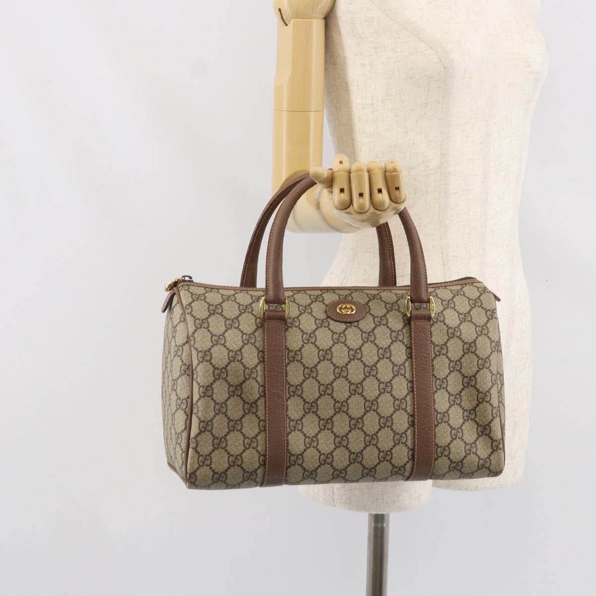 GUCCI GG Supreme Hand Bag PVC Beige Gold 001 39 6842 Auth ep9977