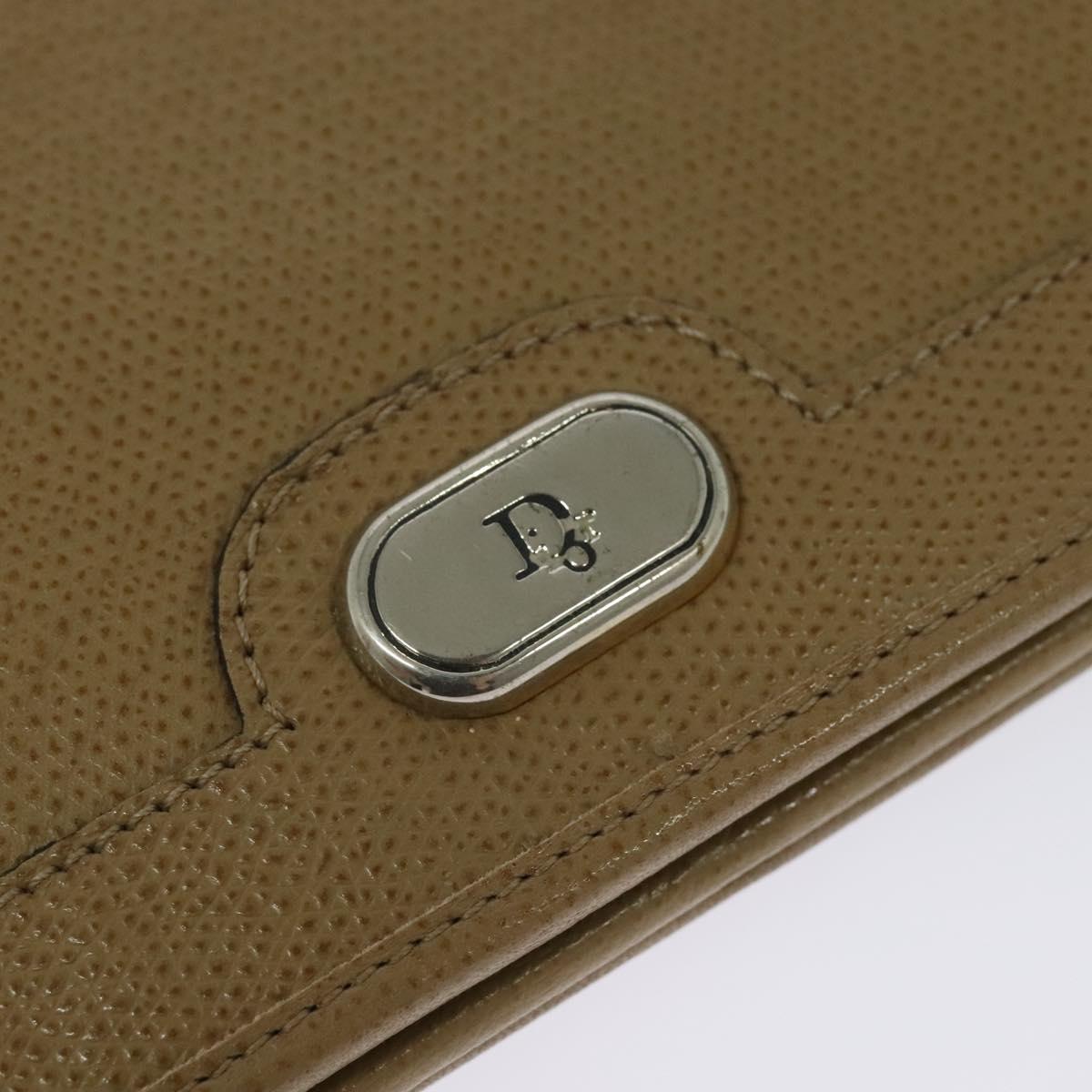 Christian Dior Chain Shoulder Bag Leather Beige Gold Auth ep9978