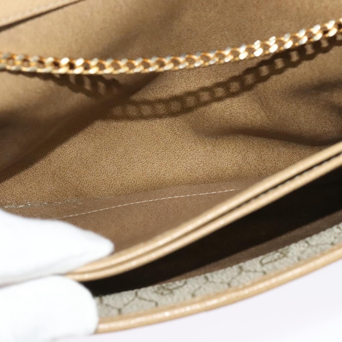 Christian Dior Chain Shoulder Bag Leather Beige Gold Auth ep9978