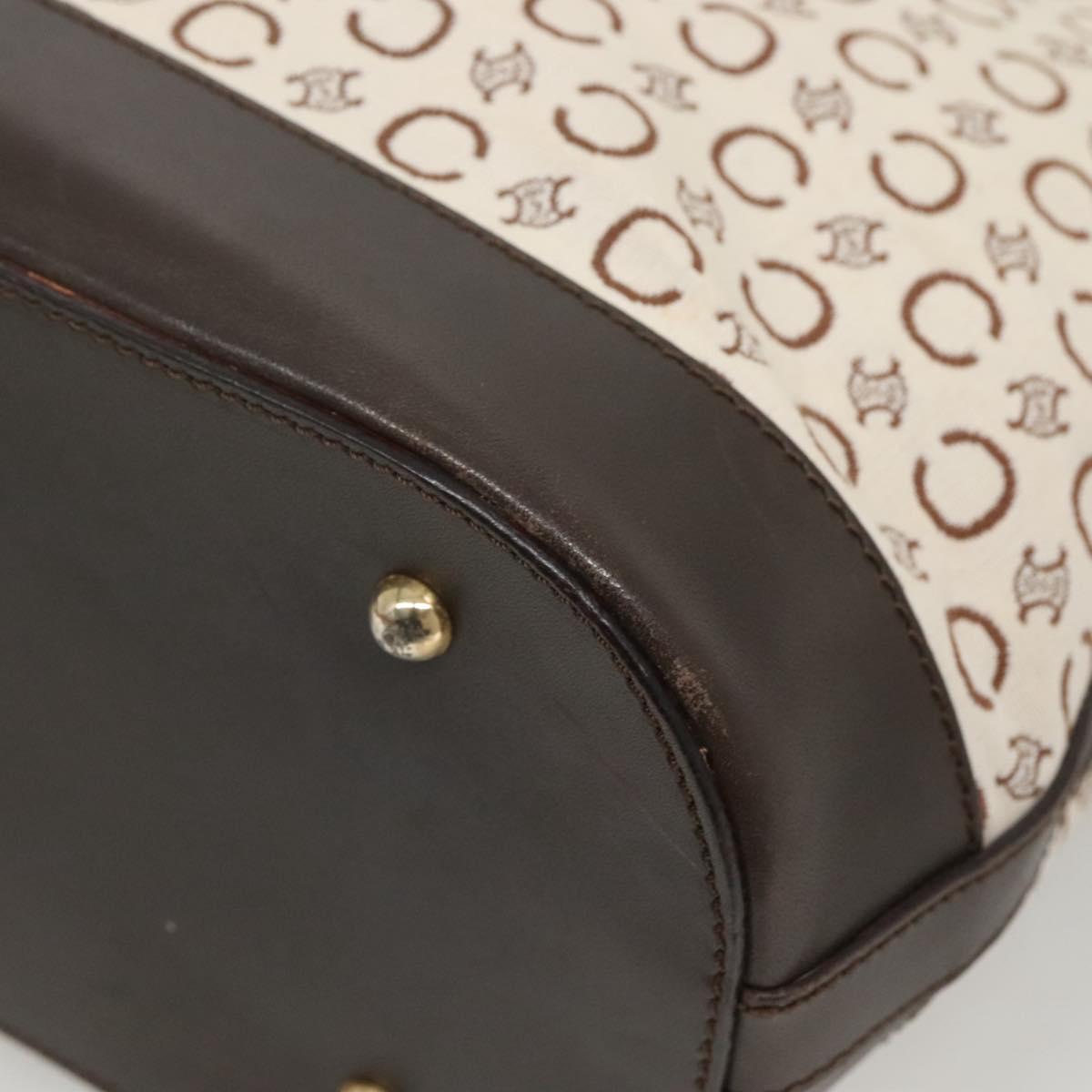 CELINE C Macadam Canvas Tote Bag Gold White Auth ep9987