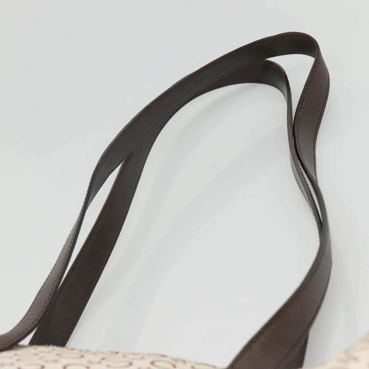 CELINE C Macadam Canvas Tote Bag Gold White Auth ep9987