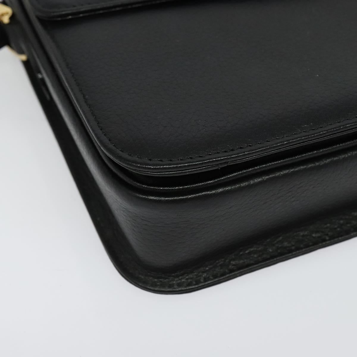 Burberrys Shoulder Bag Leather Black Gold Auth ep9991