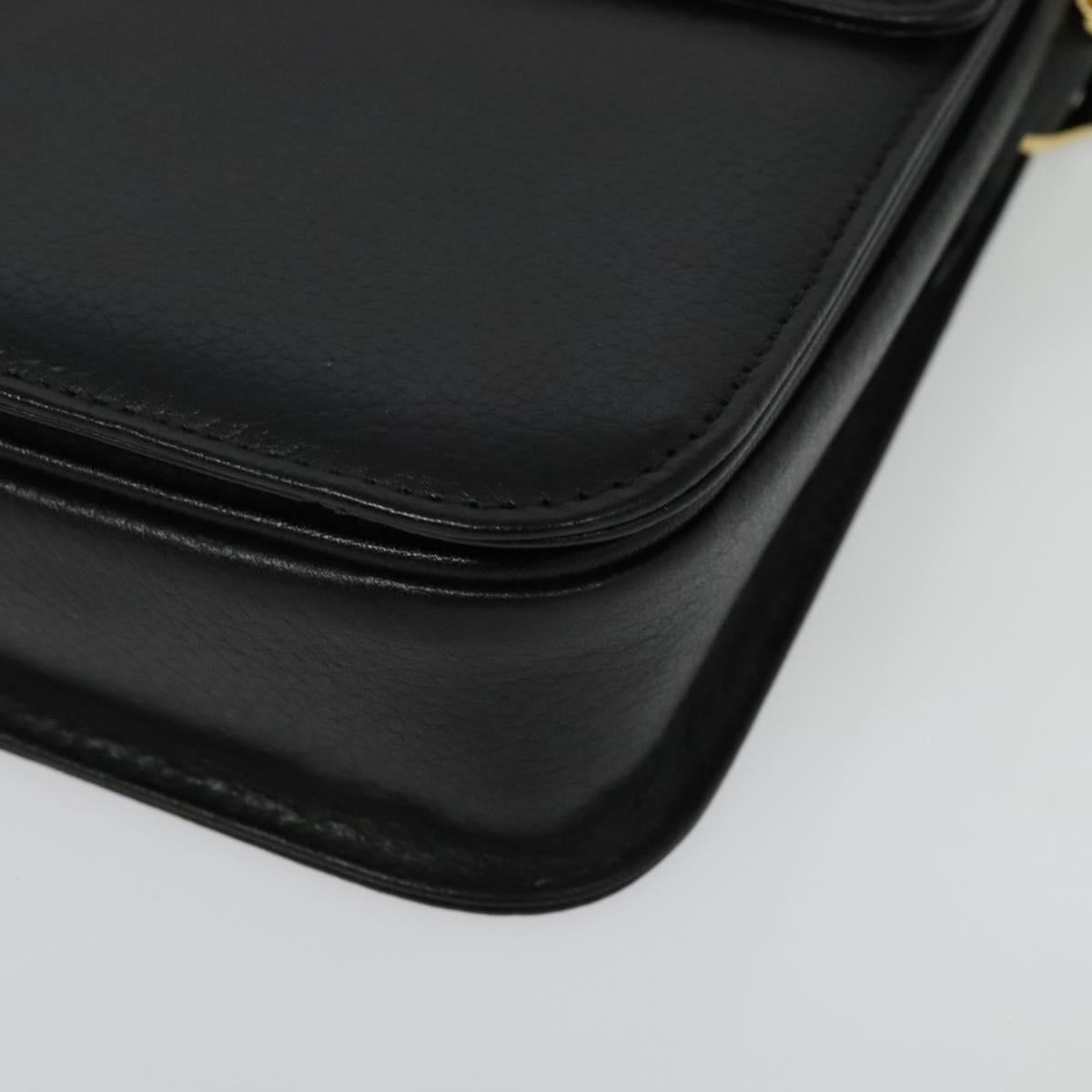 Burberrys Shoulder Bag Leather Black Gold Auth ep9991