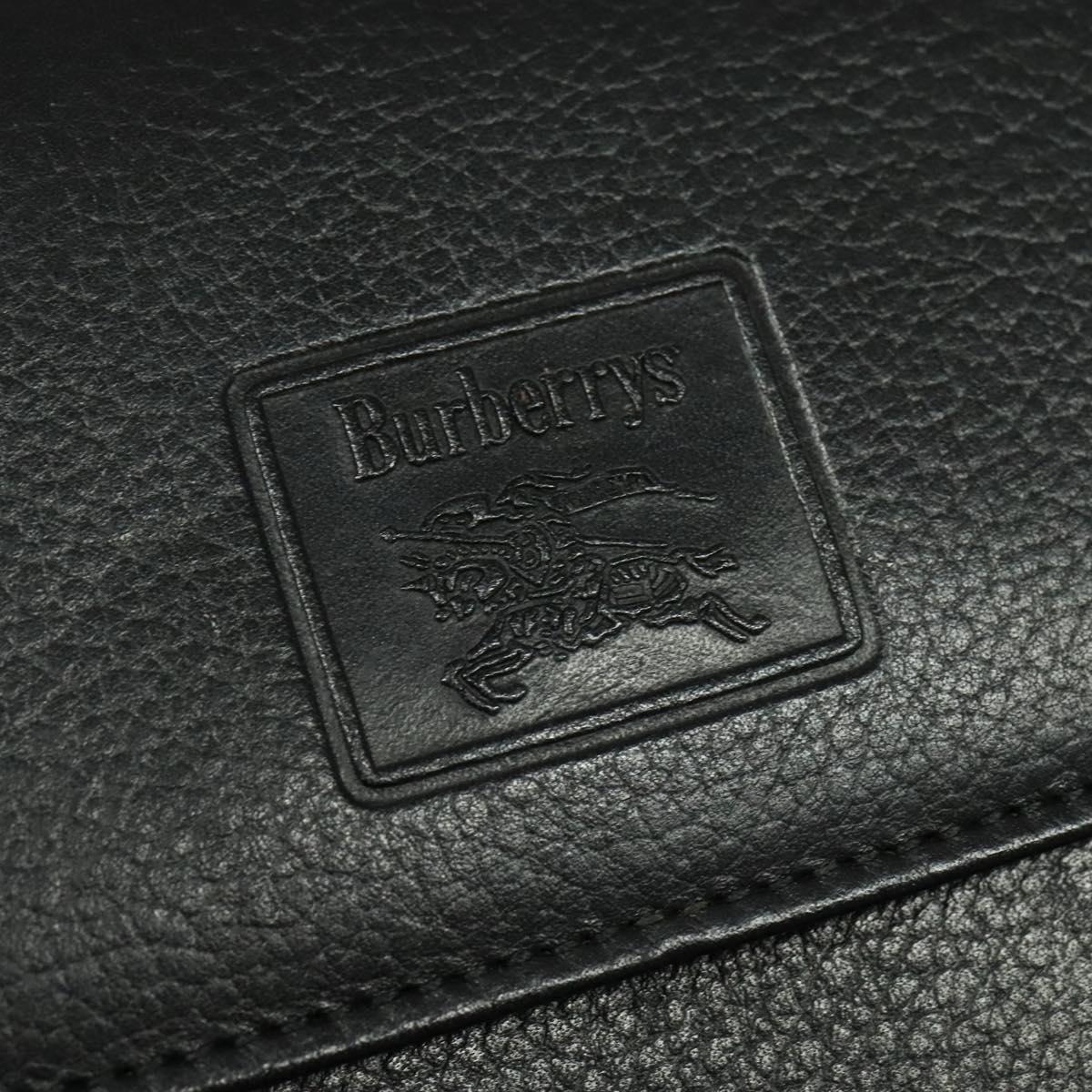 Burberrys Shoulder Bag Leather Black Gold Auth ep9991