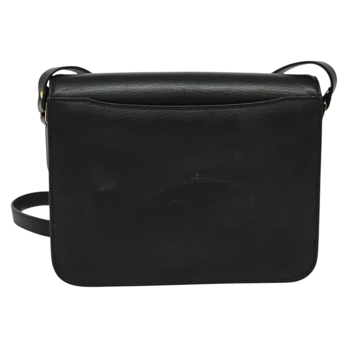 Burberrys Shoulder Bag Leather Black Gold Auth ep9991