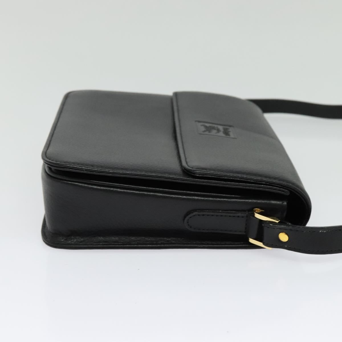 Burberrys Shoulder Bag Leather Black Gold Auth ep9991