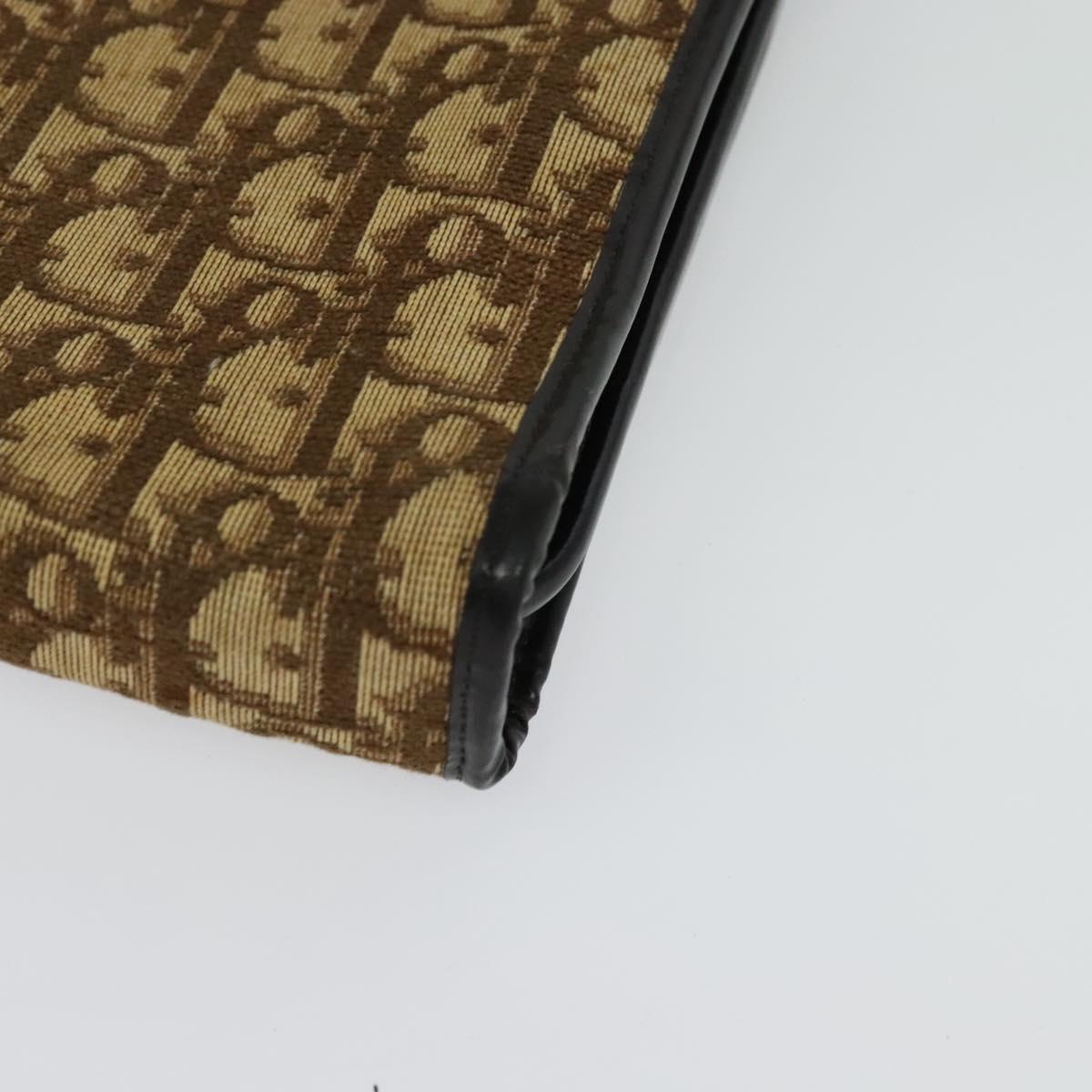 Christian Dior Trotter Canvas Hand Bag Brown Gold Auth ep9995