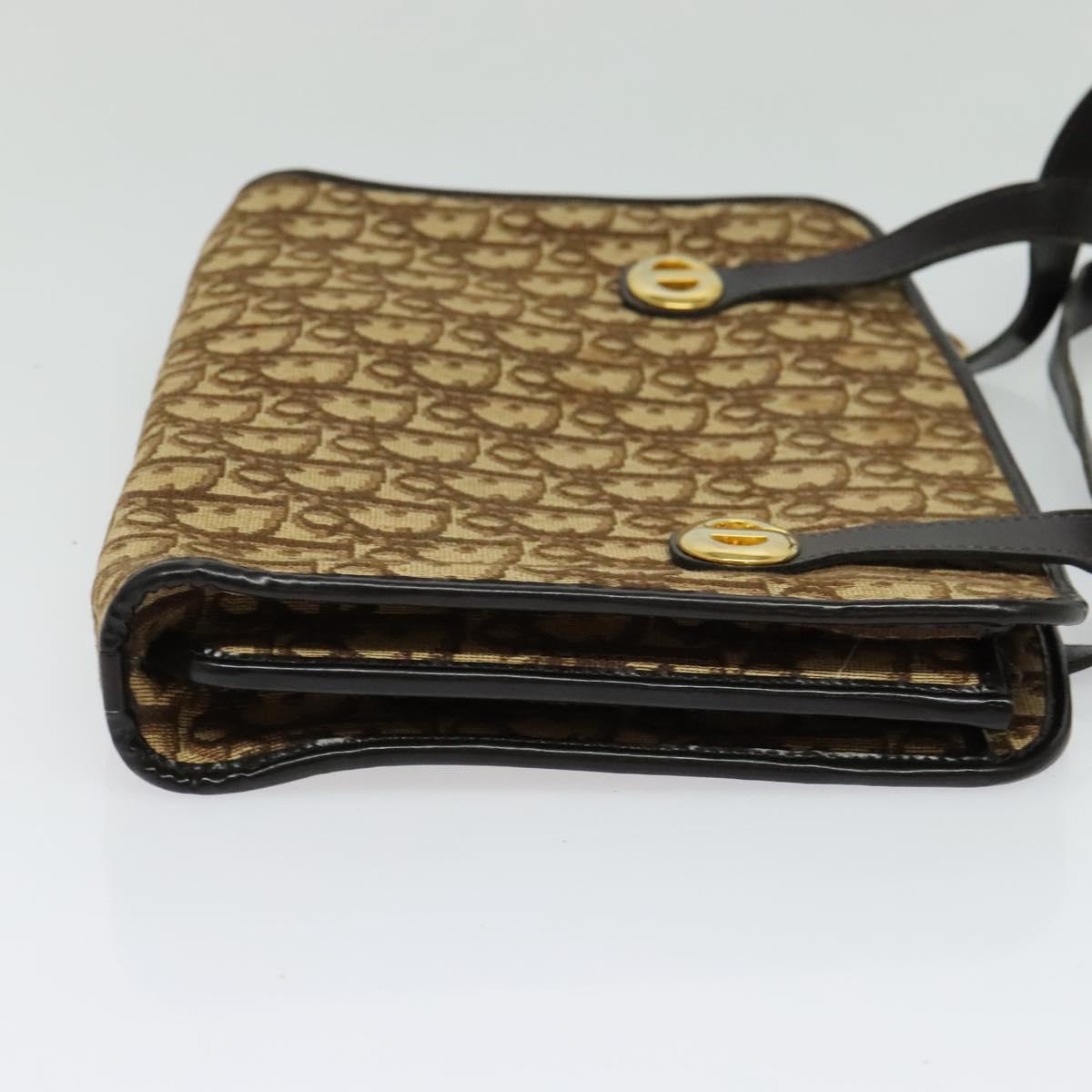 Christian Dior Trotter Canvas Hand Bag Brown Gold Auth ep9995