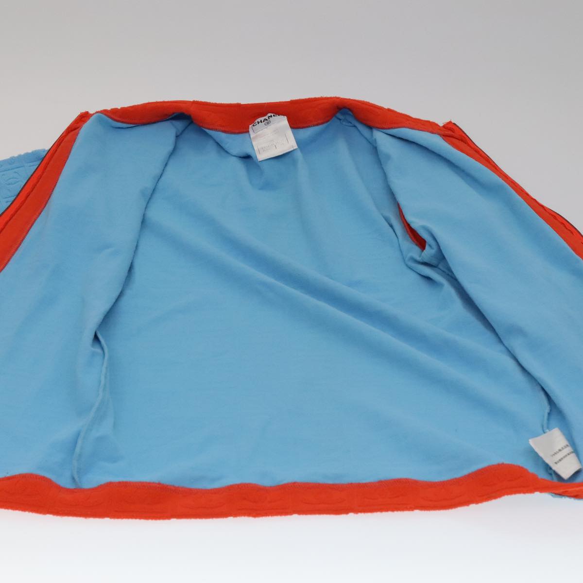 CHANEL Short Sleeve Cotton Blue CC Auth FF0787M