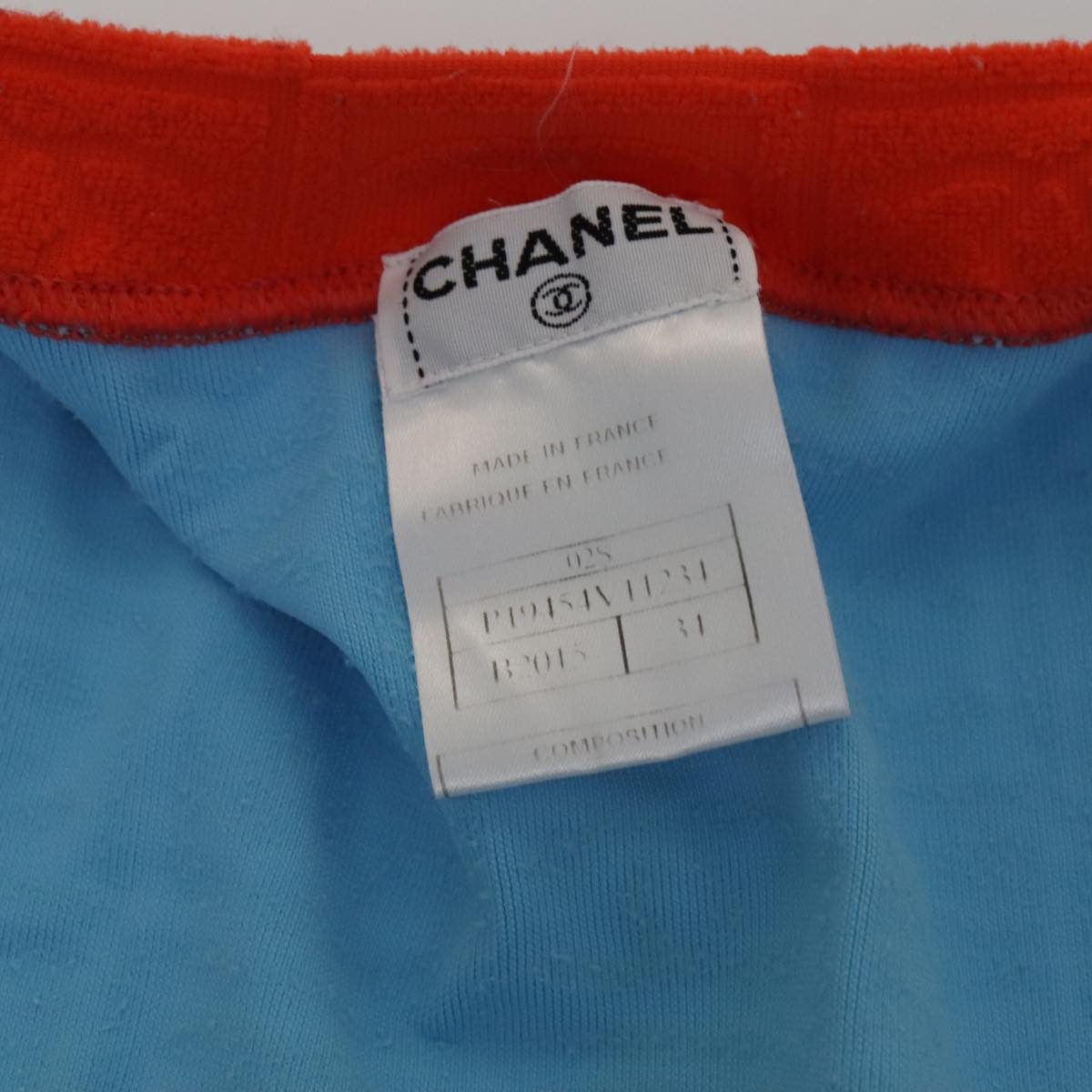 CHANEL Short Sleeve Cotton Blue CC Auth FF0787M