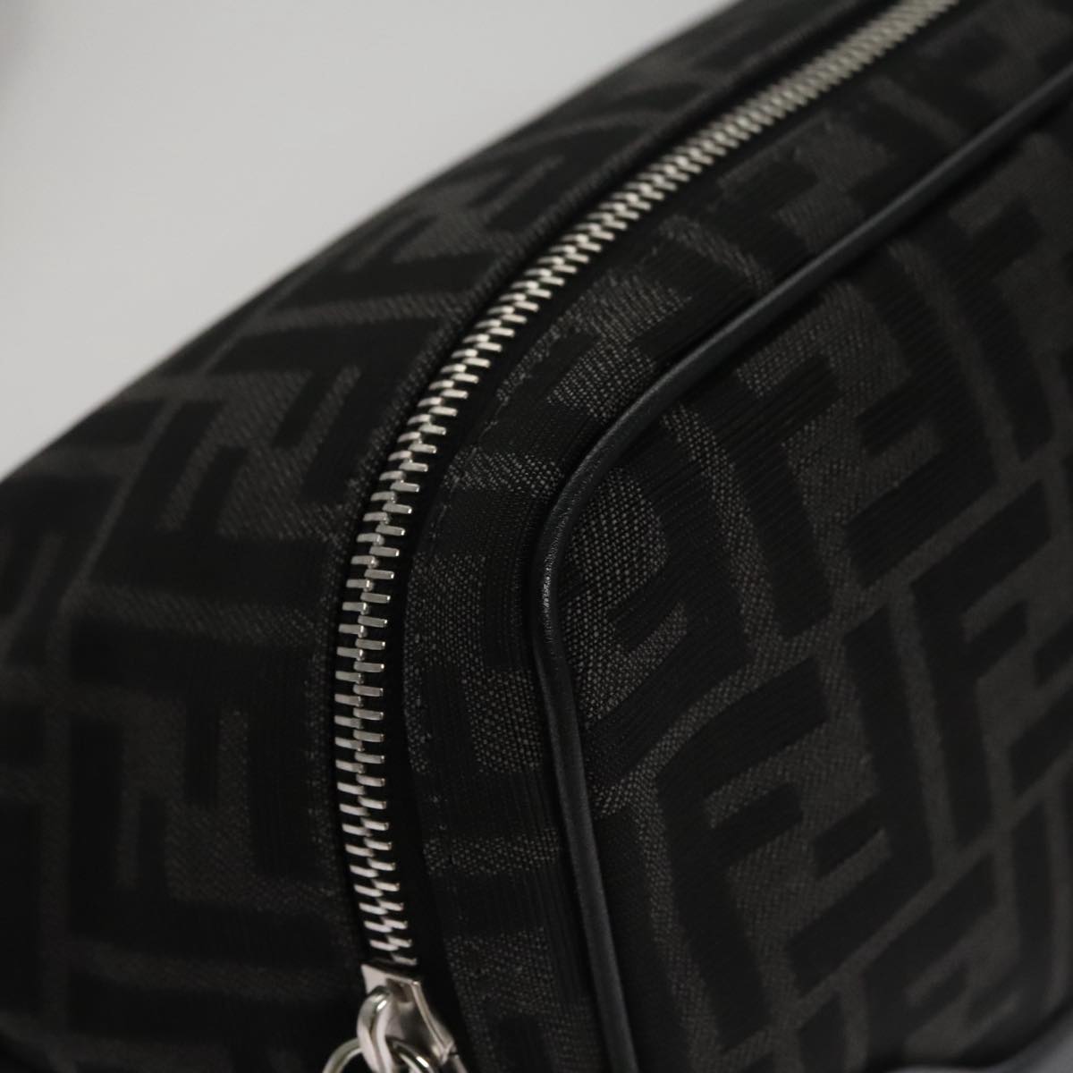 FENDI Zucca Canvas Shoulder Bag Black Auth FF3878AV