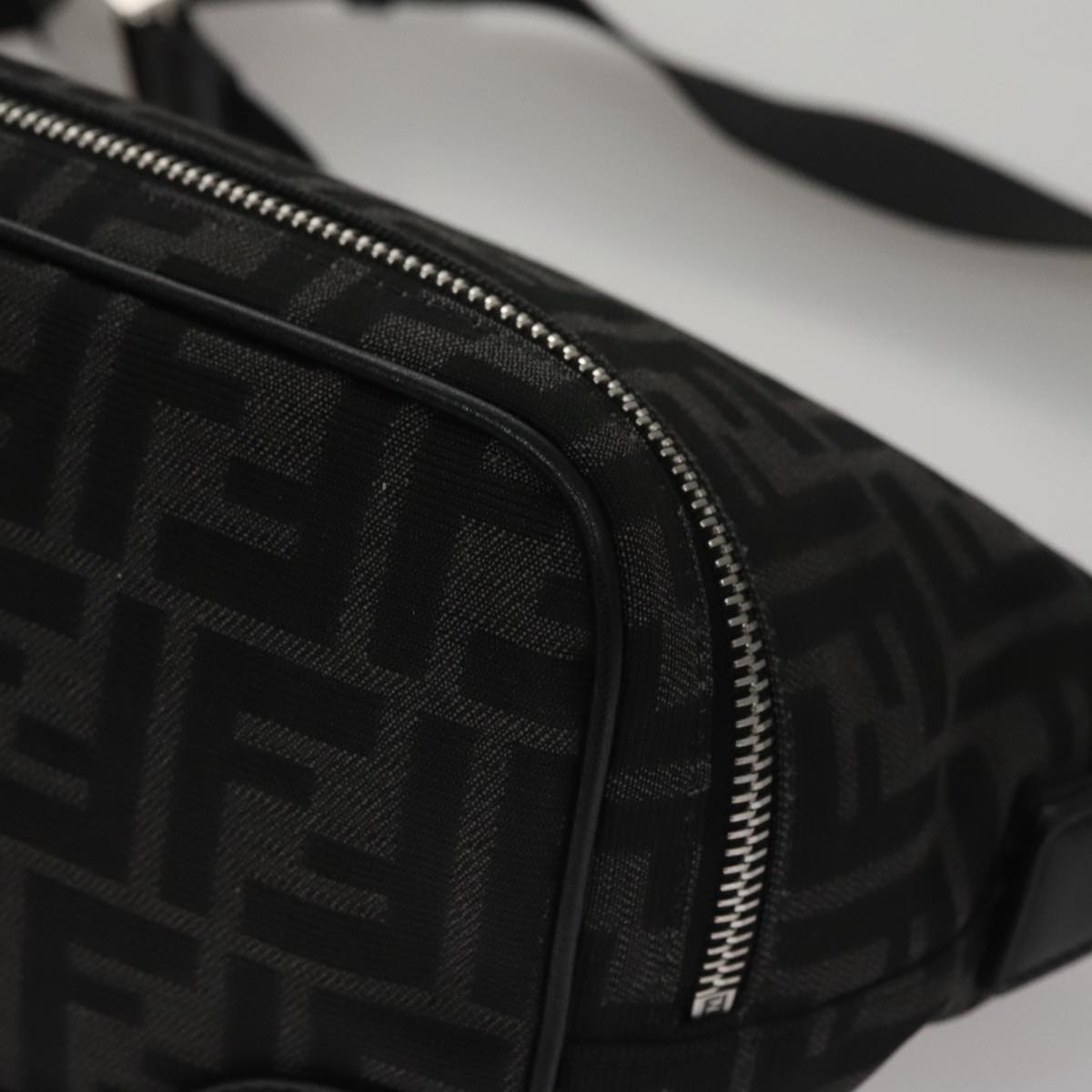 FENDI Zucca Canvas Shoulder Bag Black Auth FF3878AV