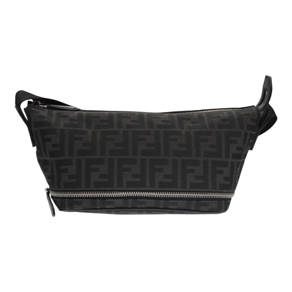 FENDI Zucca Canvas Shoulder Bag Black Auth FF3878AV
