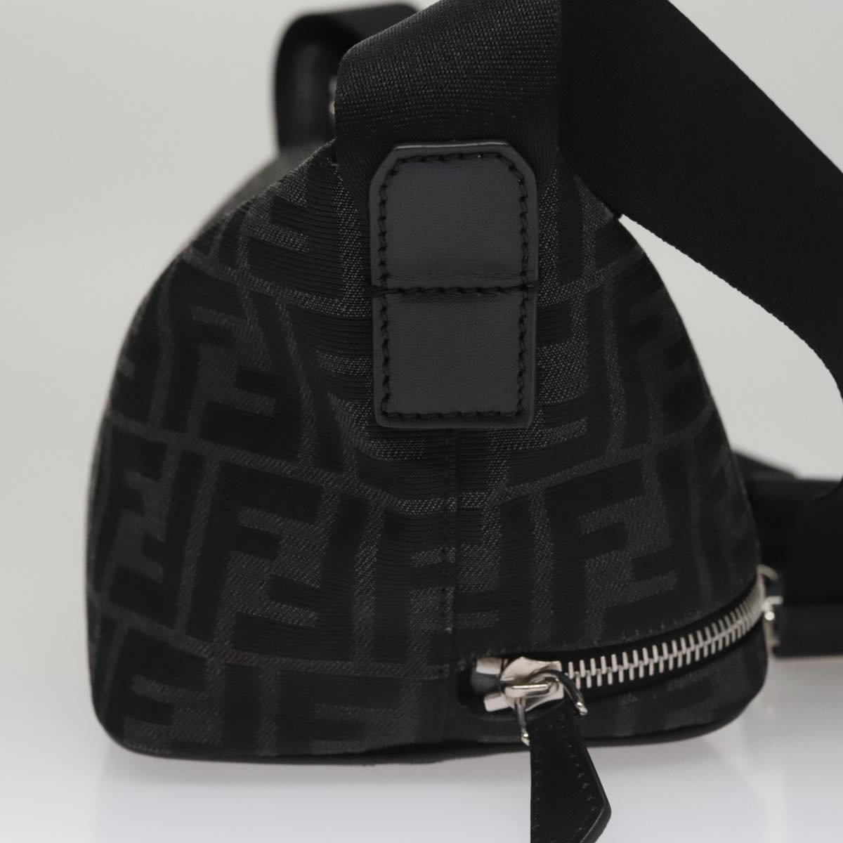 FENDI Zucca Canvas Shoulder Bag Black Auth FF3878AV