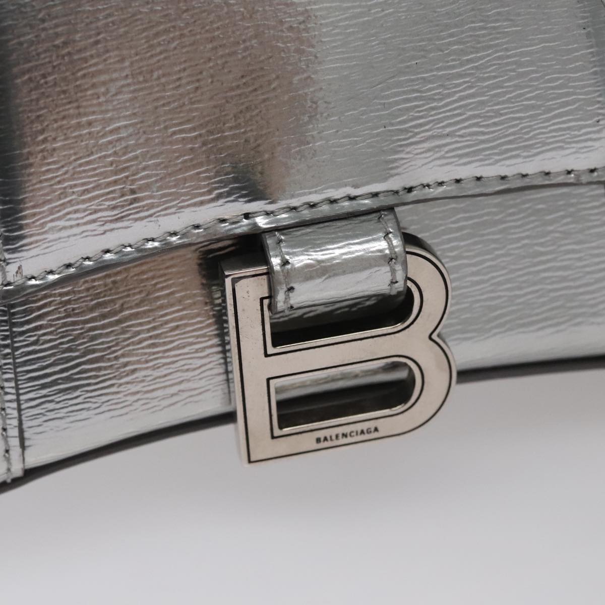 BALENCIAGA Hand Bag Leather 2way Silver Auth FF4303AM