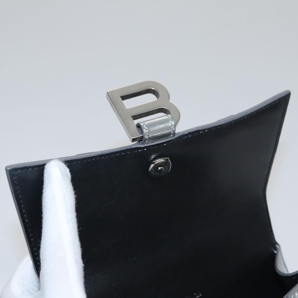 BALENCIAGA Hand Bag Leather 2way Silver Auth FF4303AM