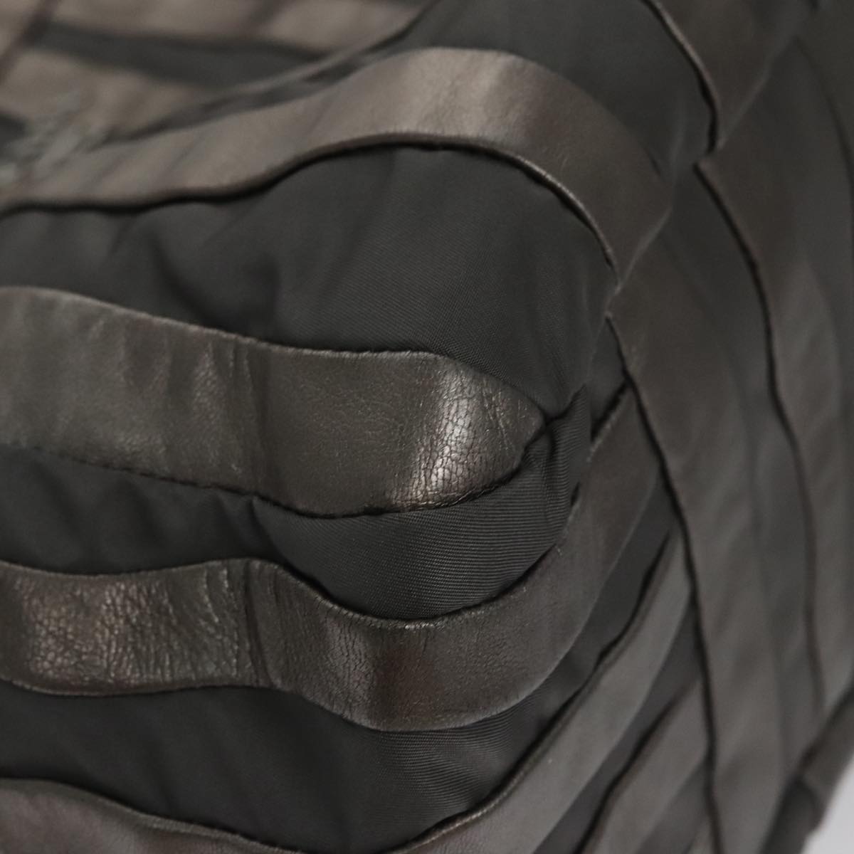 PRADA HS Prada Jacquard Shoulder Bag Leather Silver FF4583/WS4583 Auth FF4583V