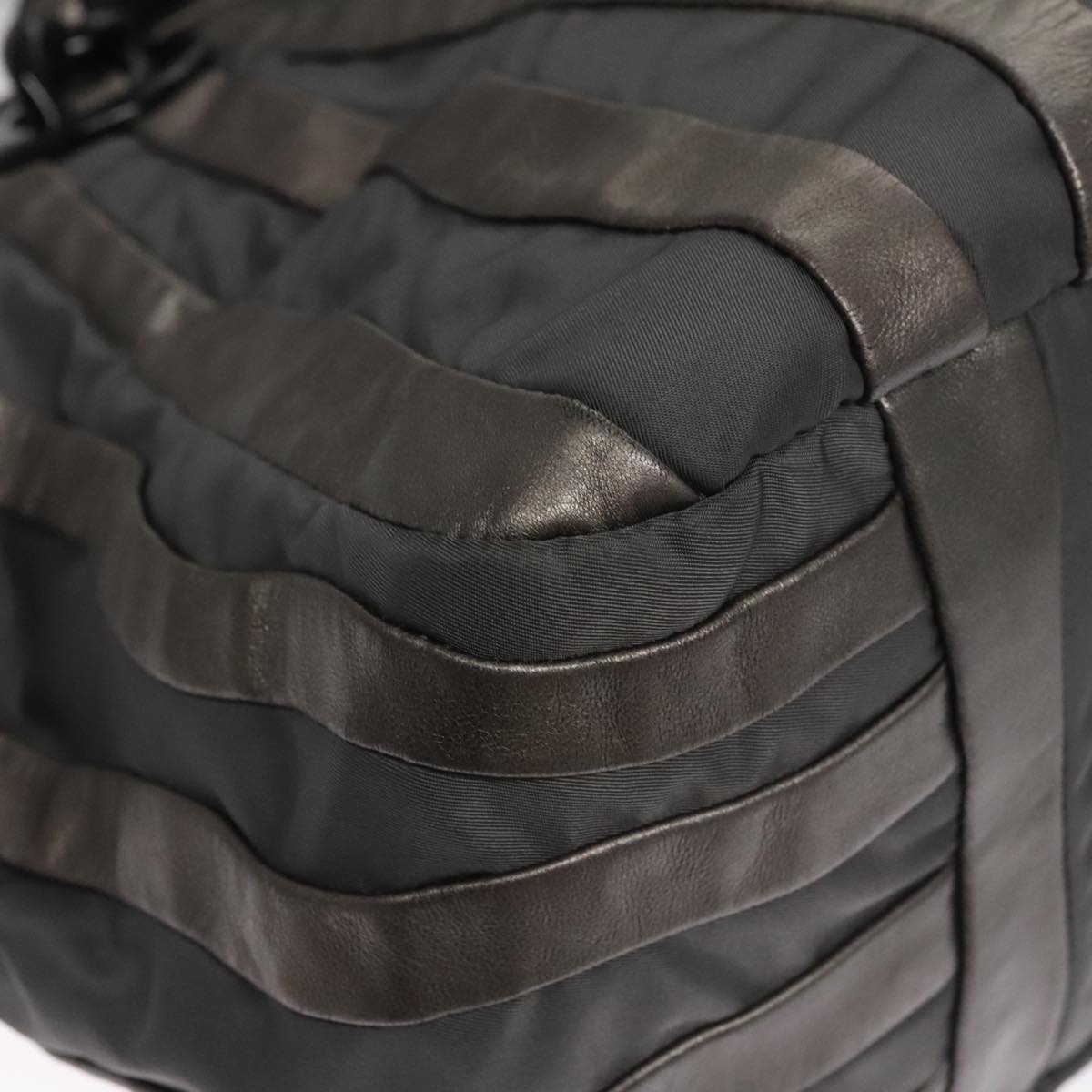 PRADA HS Prada Jacquard Shoulder Bag Leather Silver FF4583/WS4583 Auth FF4583V