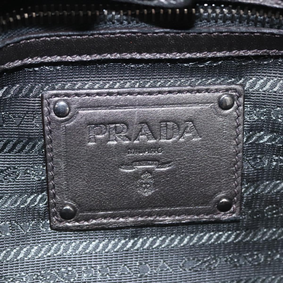 PRADA HS Prada Jacquard Shoulder Bag Leather Silver FF4583/WS4583 Auth FF4583V
