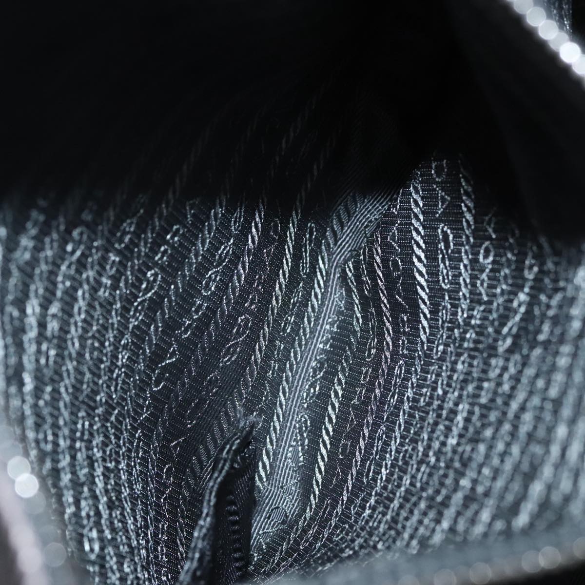 PRADA HS Prada Jacquard Shoulder Bag Leather Silver FF4583/WS4583 Auth FF4583V