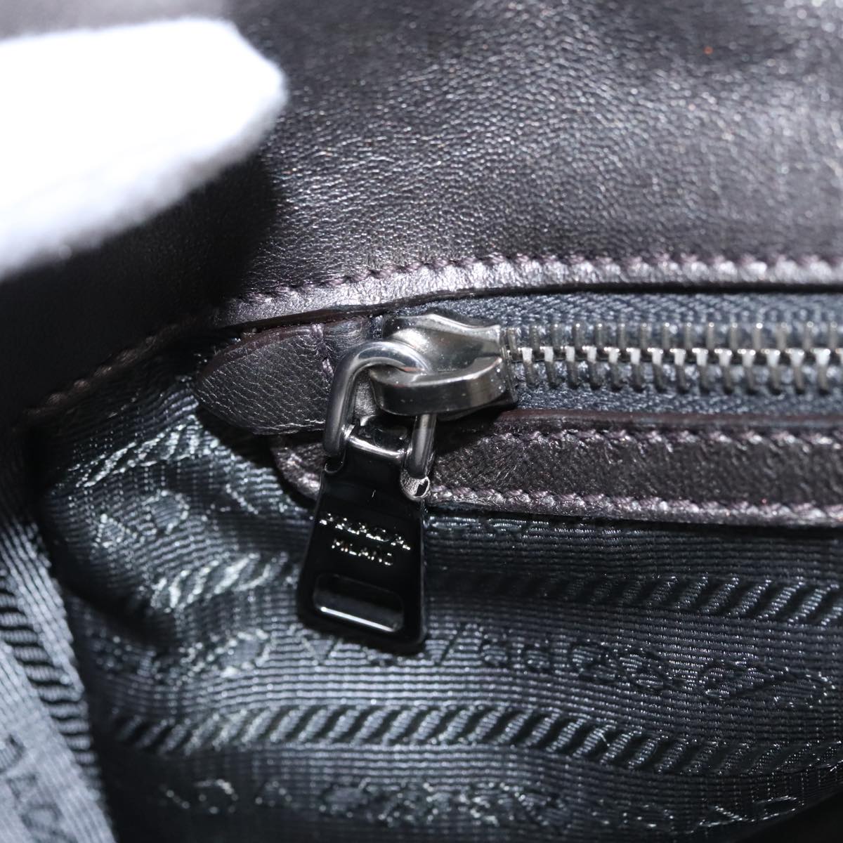 PRADA HS Prada Jacquard Shoulder Bag Leather Silver FF4583/WS4583 Auth FF4583V