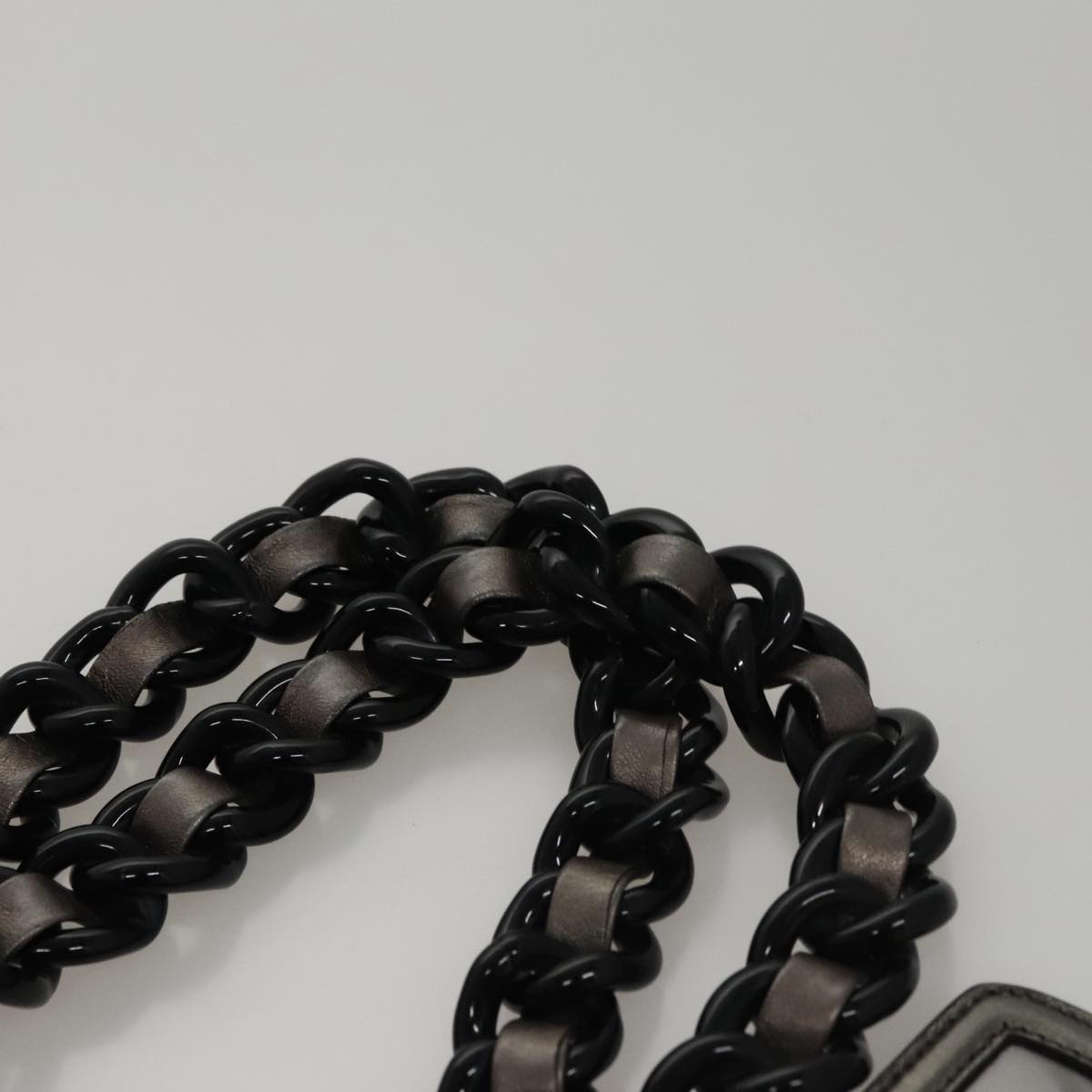 PRADA HS Prada Jacquard Shoulder Bag Leather Silver FF4583/WS4583 Auth FF4583V