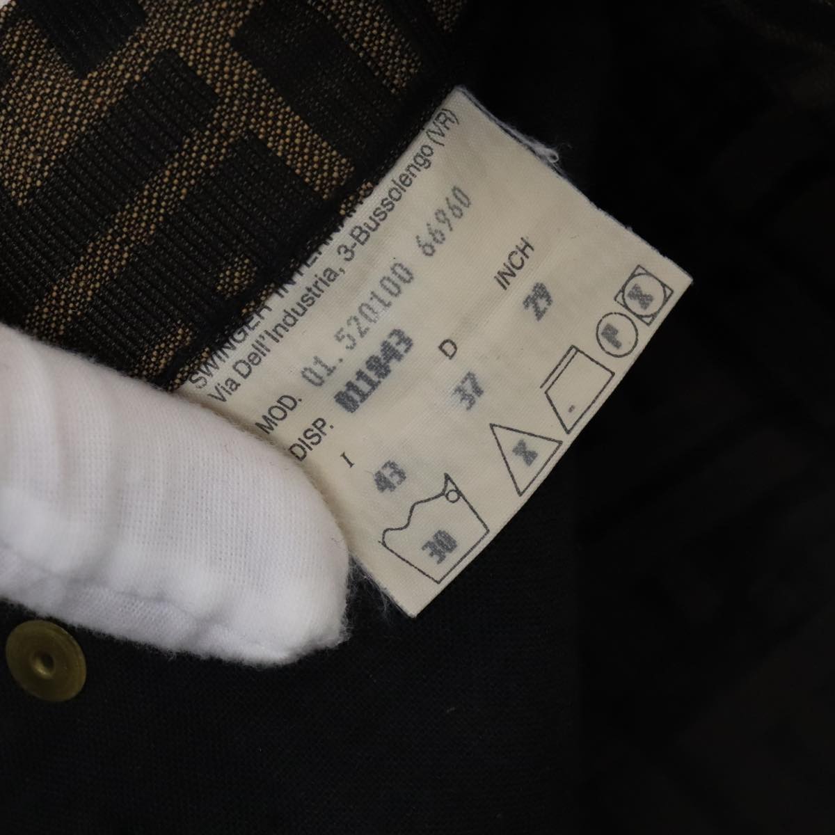 FENDI Zucca Canvas Pants 43 Black Brown Auth FF6052M