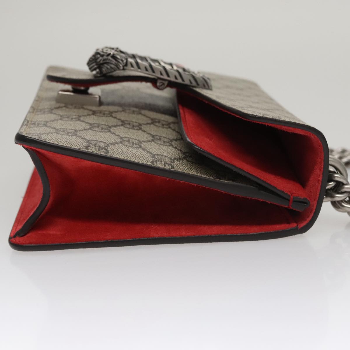GUCCI GG Supreme Chain Shoulder Bag PVC Leather Beige 421970 Auth FF9914