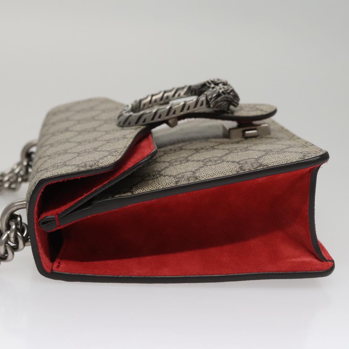 GUCCI GG Supreme Chain Shoulder Bag PVC Leather Beige 421970 Auth FF9914