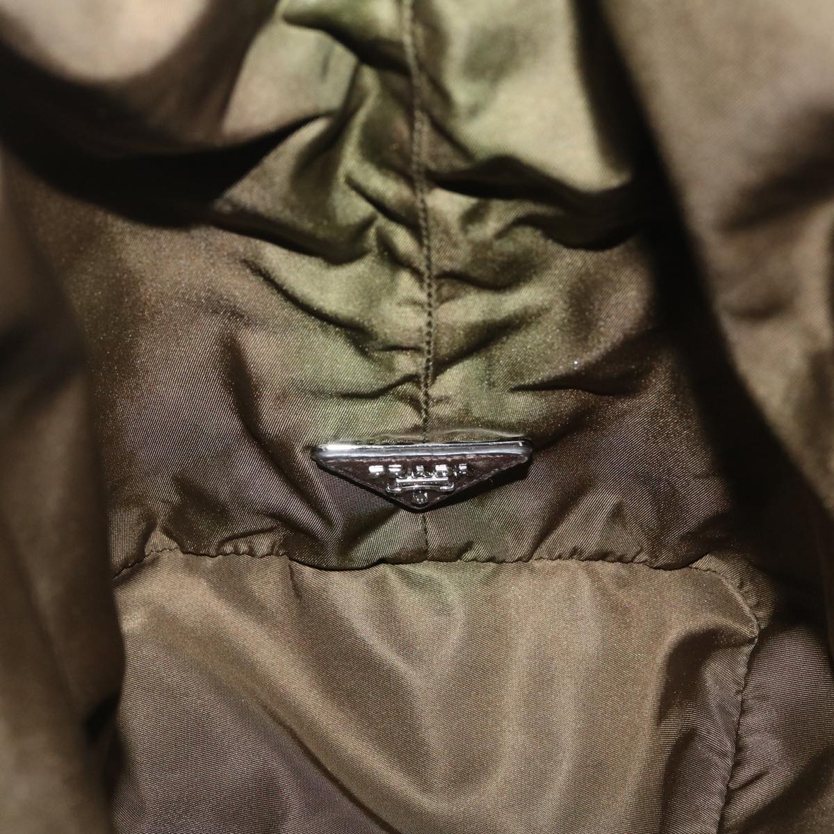 PRADA Hand Bag Nylon 2way Khaki Auth fm1303