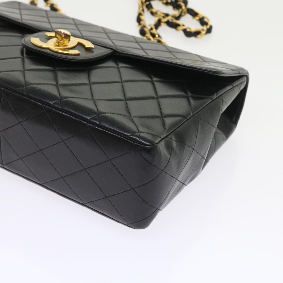 CHANEL Big Matelasse 30 Chain Shoulder Bag Leather Black CC Auth fm2835V