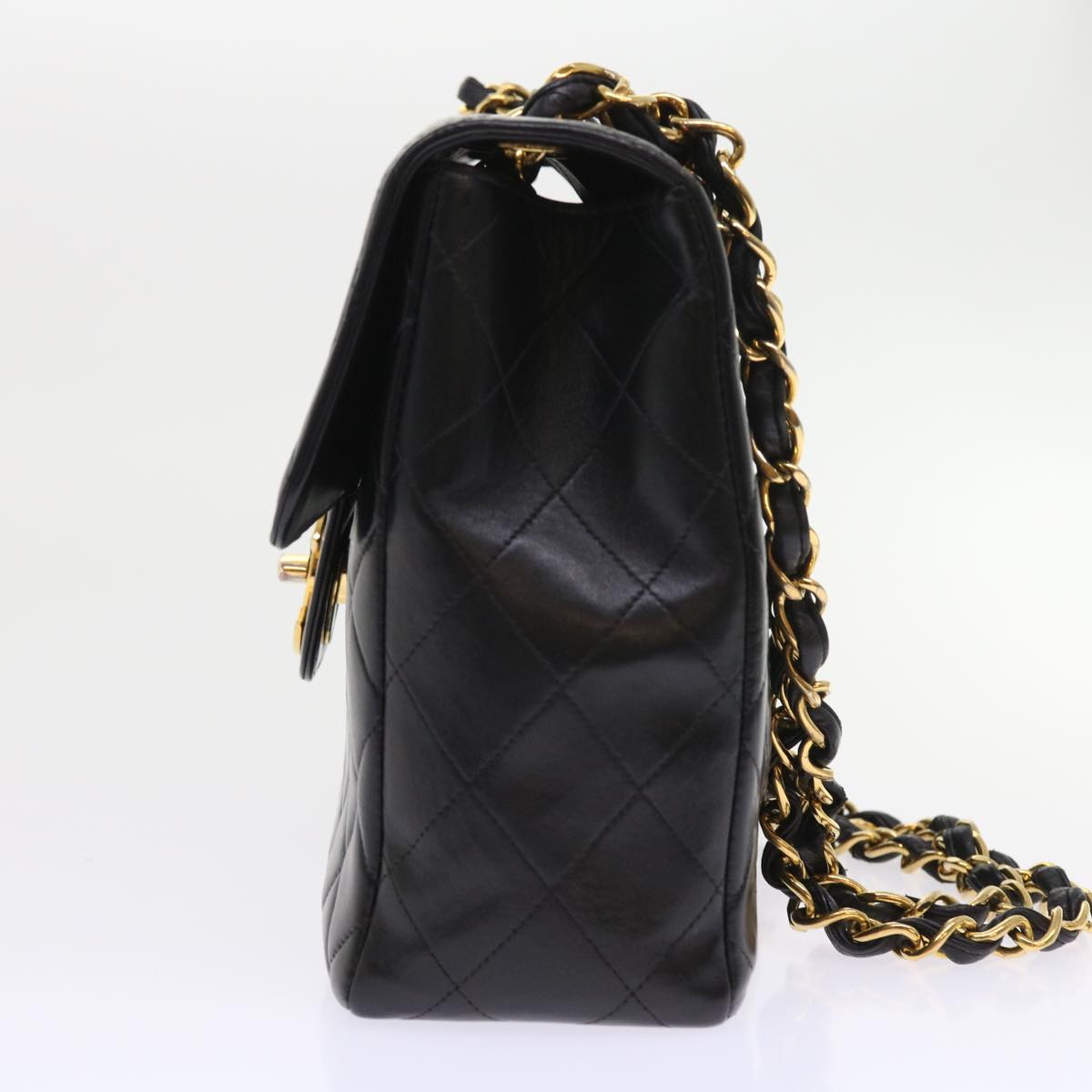 CHANEL Big Matelasse 30 Chain Shoulder Bag Leather Black CC Auth fm2835V
